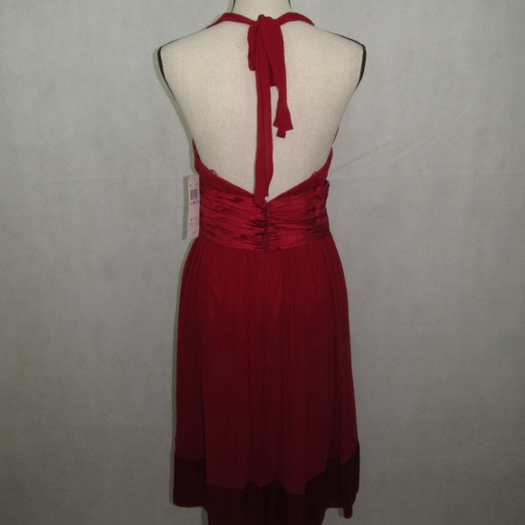 Maggy London Petites Size 6P Red Halter 100% Silk - Picture 6 of 7